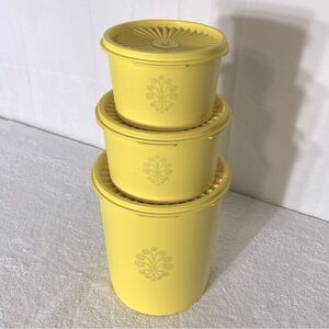 Vintage Tupperware Yellow Servalier Nesting Stacking Storage Container Set 6pc